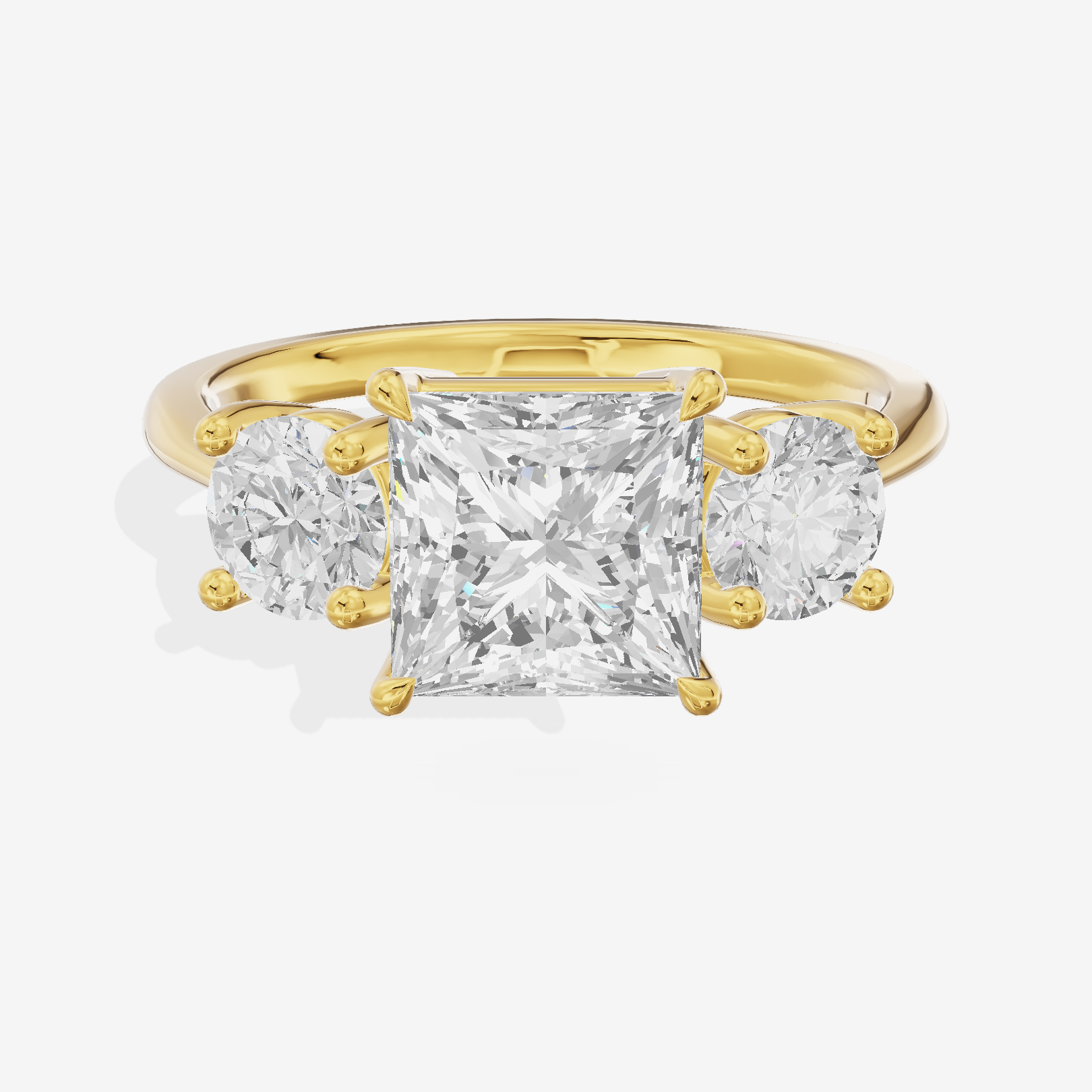Luxe Trueheart Three Stone Princess Engagement Ring (2/3 ct. tw.) in 18K Yellow Gold
