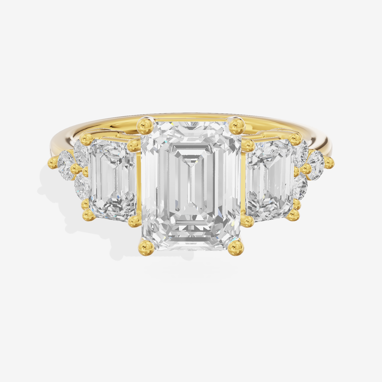 Grand Halcyon Emerald Engagement Ring with Side Stones (3/4 ct. tw.) in 18K Yellow Gold
