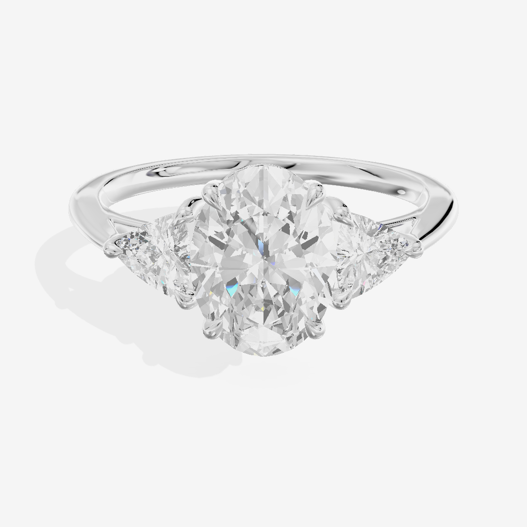 Aimora Three Stone Oval Engagement Ring (1/6 ct. tw.) in Platinum