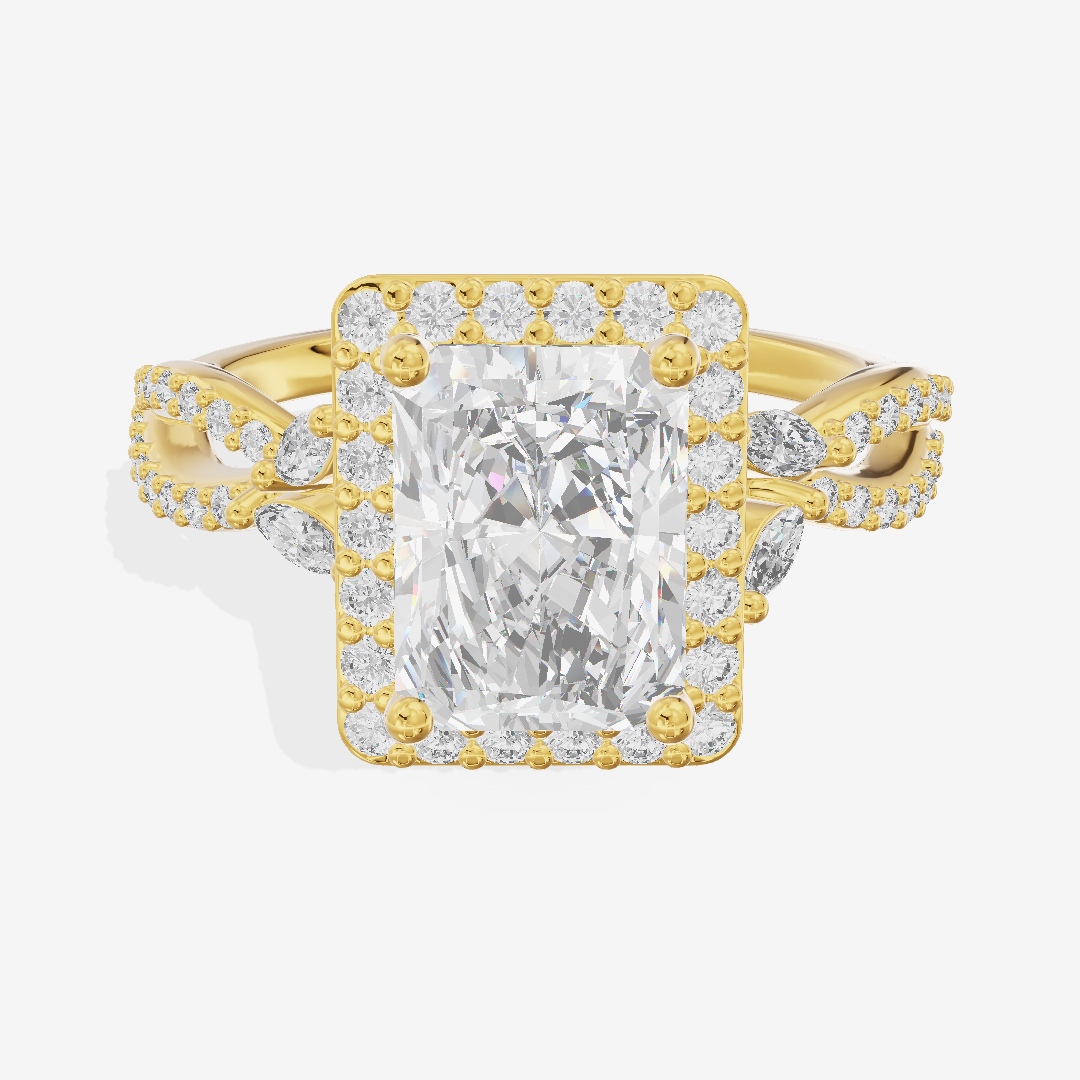 Luxe Reverya Radiant Hidden Halo Engagement Ring (2/5 ct. tw.) in 14K Yellow Gold