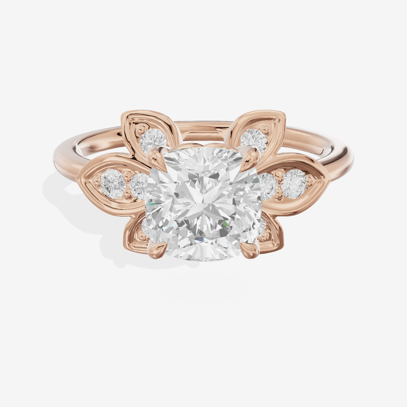 Petite Whisper Cushion Engagement Ring with Side Stones (1/10 ct. tw.) in 14K Rose Gold