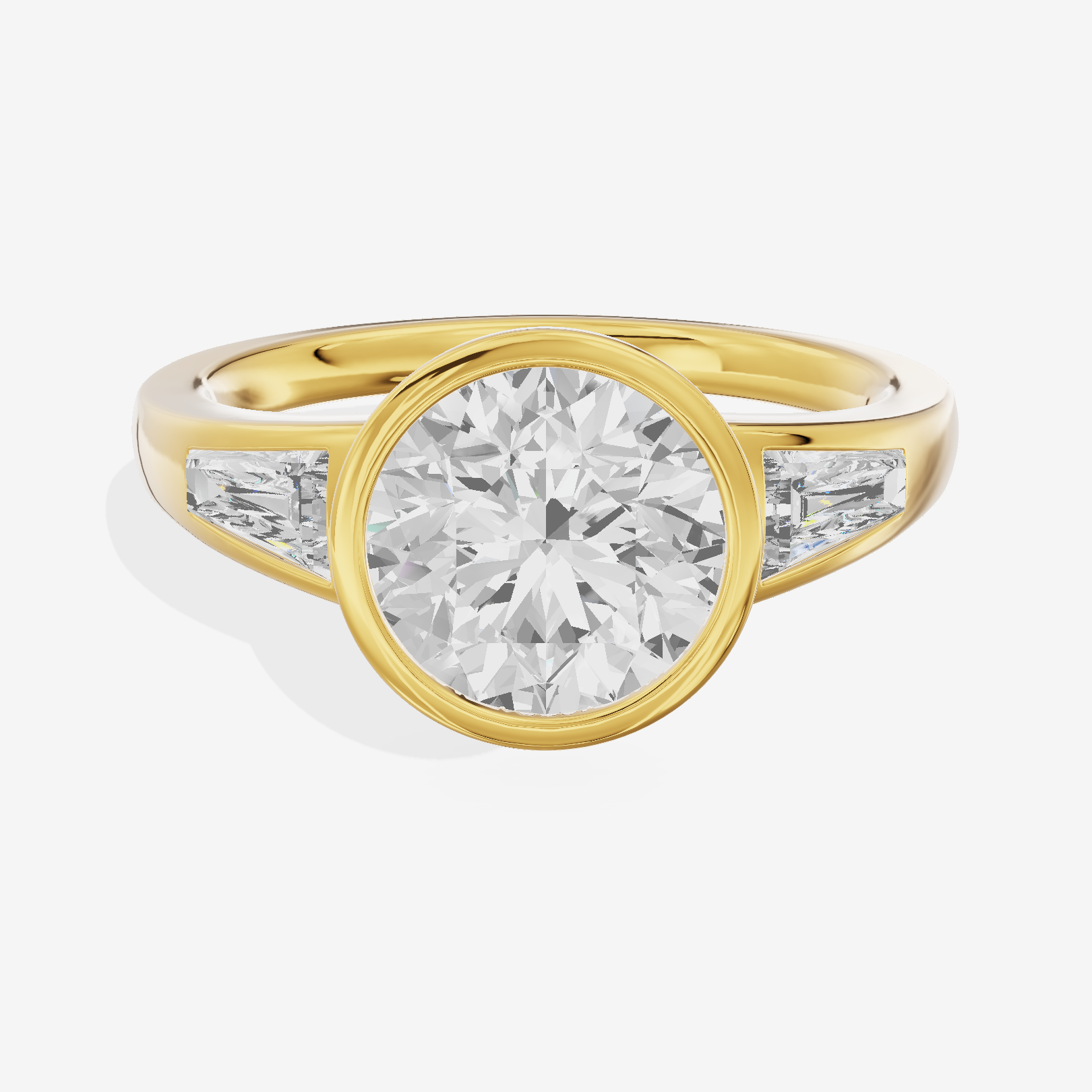 Modern Triade Round Three Stone Engagement Ring (1/2 ct. tw.) in 18K Yellow Gold