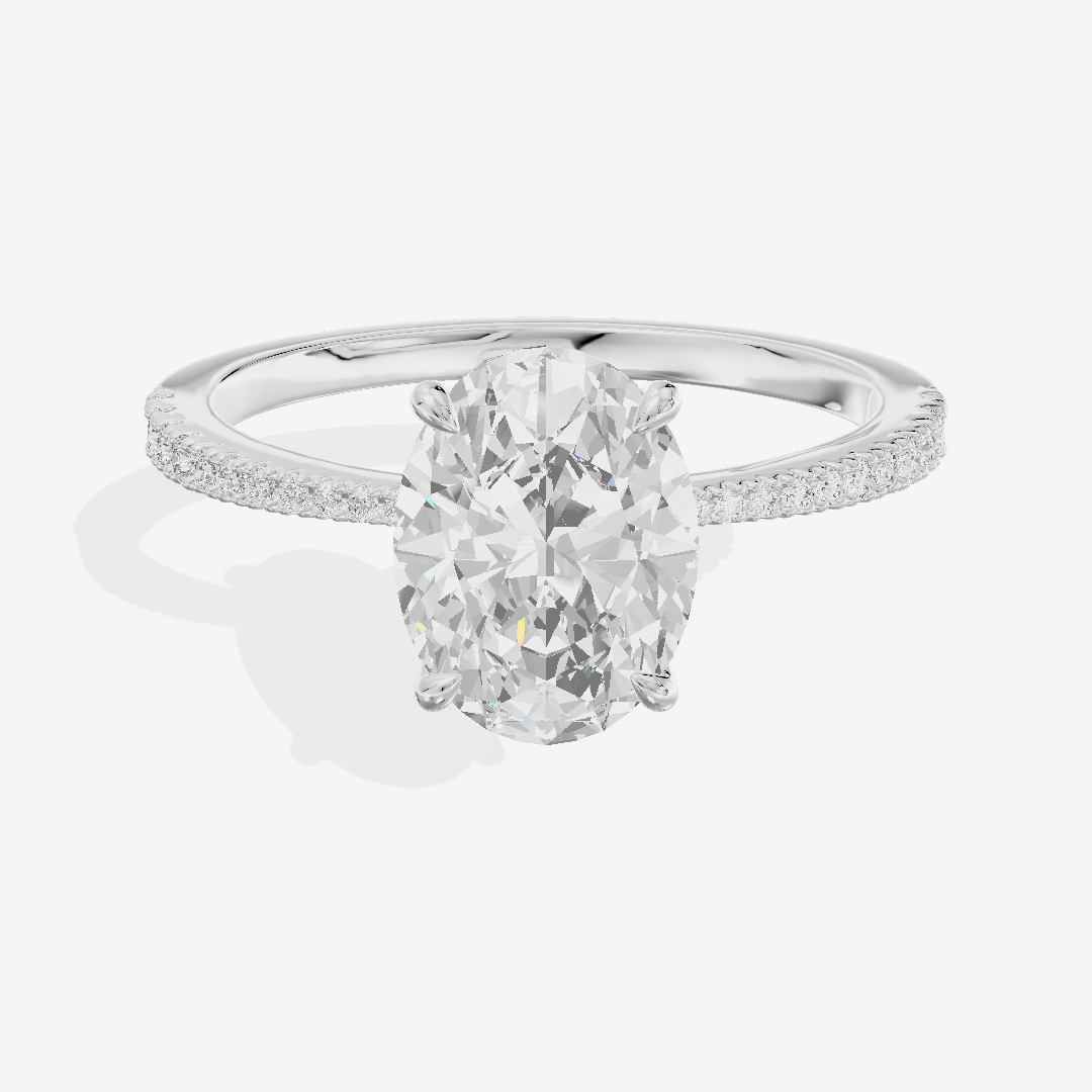 Grand Tender Oval Engagement Ring with Side Stones (1/8 ct. tw.) in Platinum