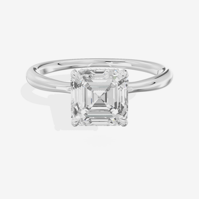 Adorae Asscher Hidden Halo Engagement Ring (1/20 ct. tw.) in 18K White Gold
