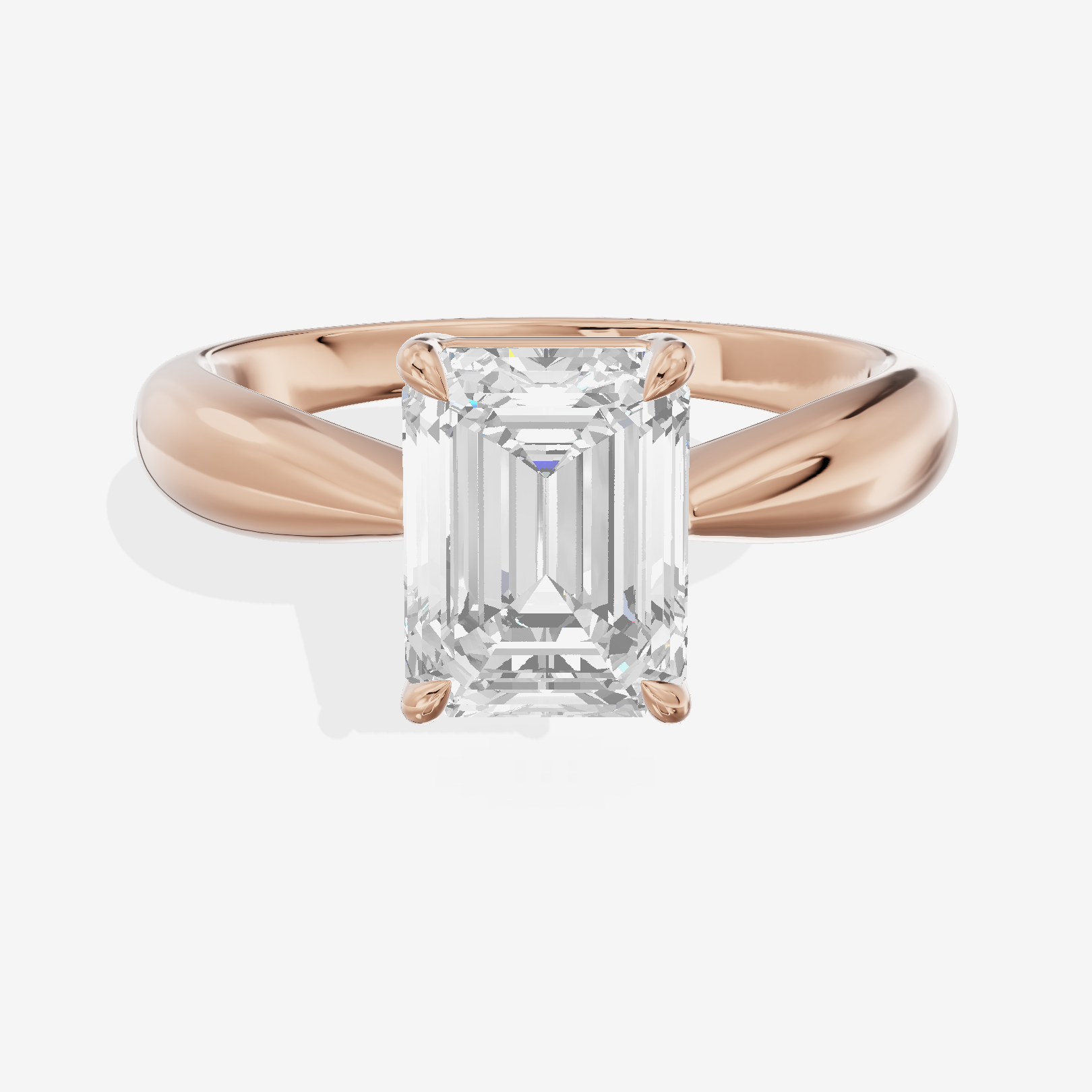 Aimora Trellis 2mm Emerald Solitaire Engagement Ring in 14K Rose Gold