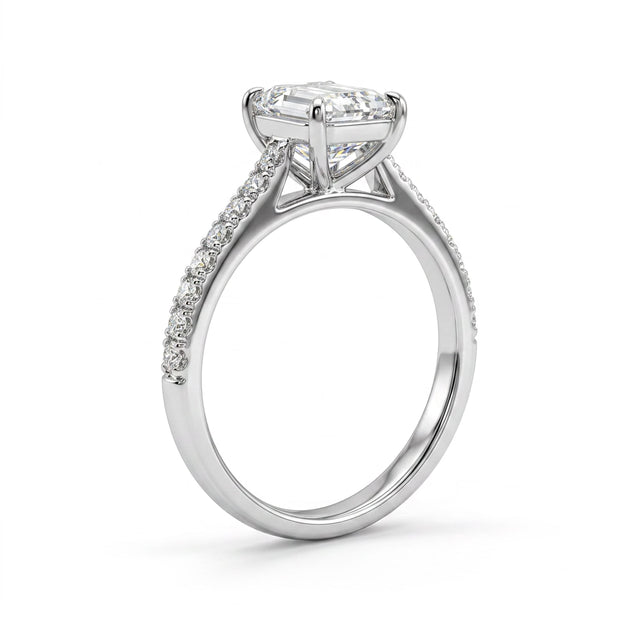 Cathedral Solitaire Pavé Emerald Engagement Ring (2 ct. tw.) in 14K White Gold