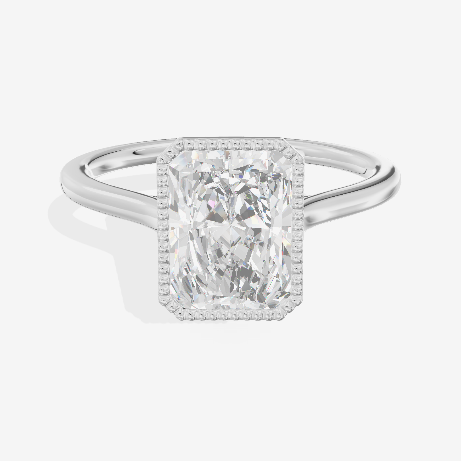 Modern Coeurine 1.5mm Radiant Bezel Engagement Ring in Platinum