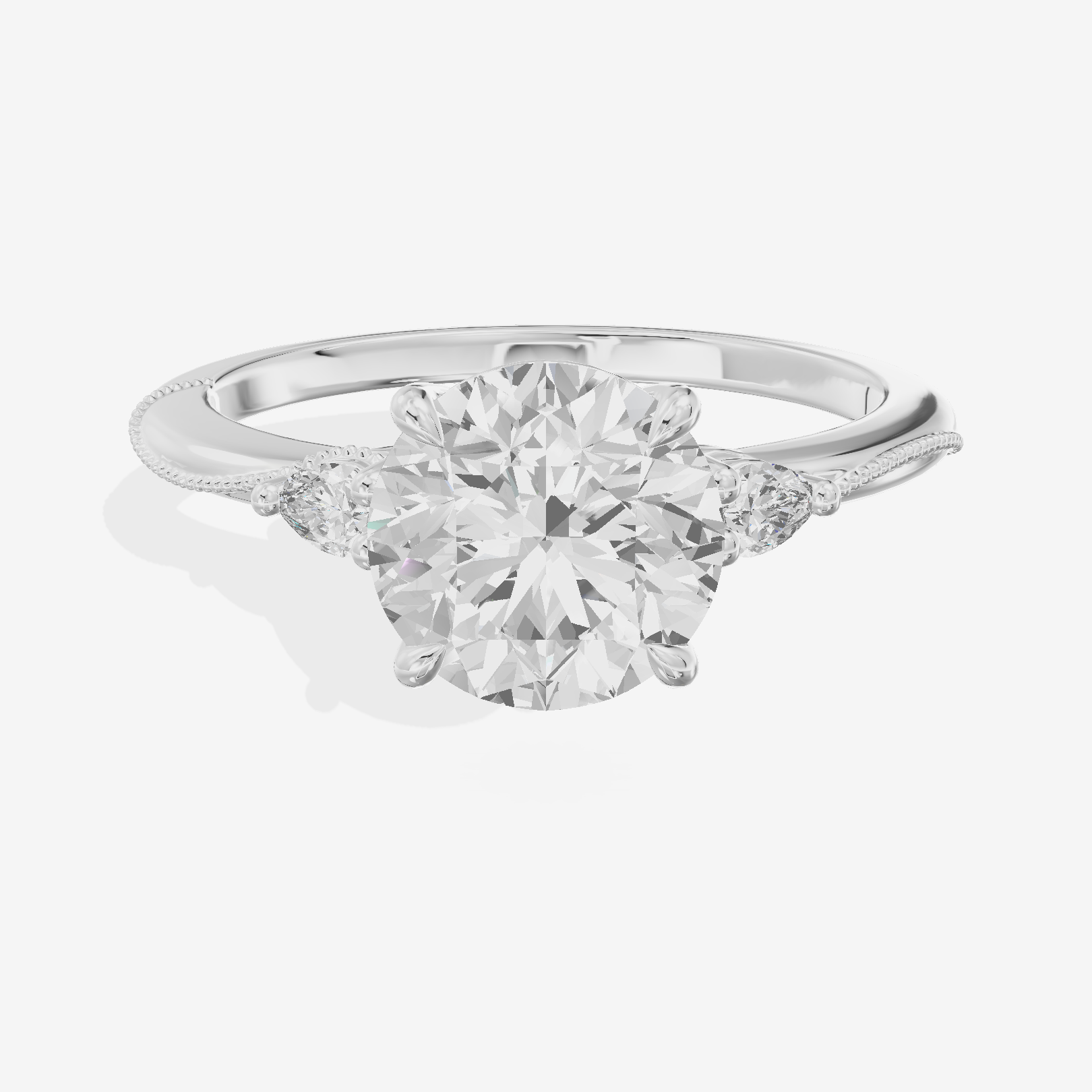 Luxe Triade Round Three Stone Engagement Ring (1/2 ct. tw.) in 18K White Gold