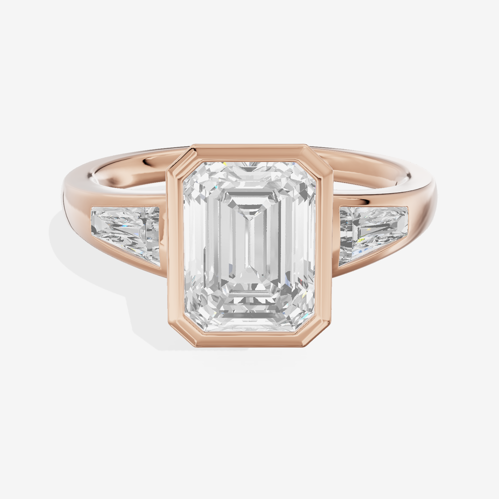 Modern Triade Emerald Three Stone Engagement Ring (1/2 ct. tw.) in 18K Rose Gold
