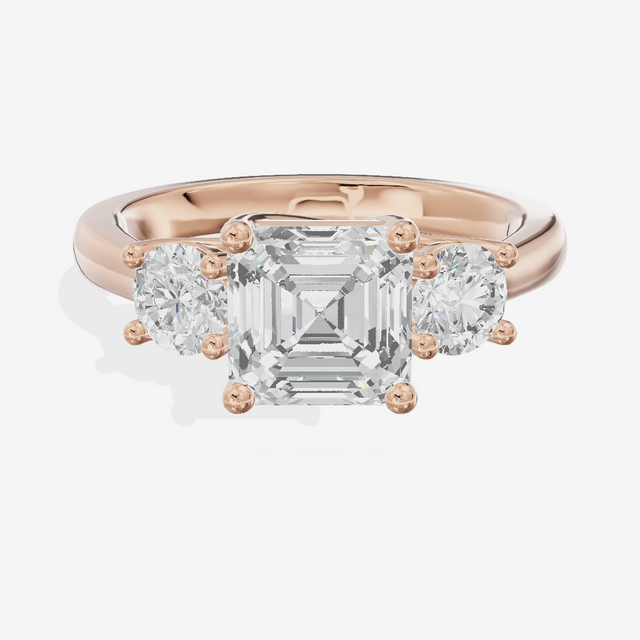 Petite Selenia Three Stone Asscher Engagement Ring (1/3 ct. tw.) in 14K Rose Gold