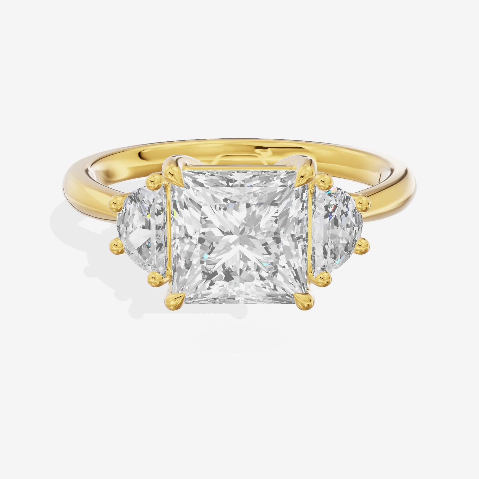 Petite Belovae Princess Three Stone Engagement Ring (1/2 ct. tw.) in 14K Yellow Gold