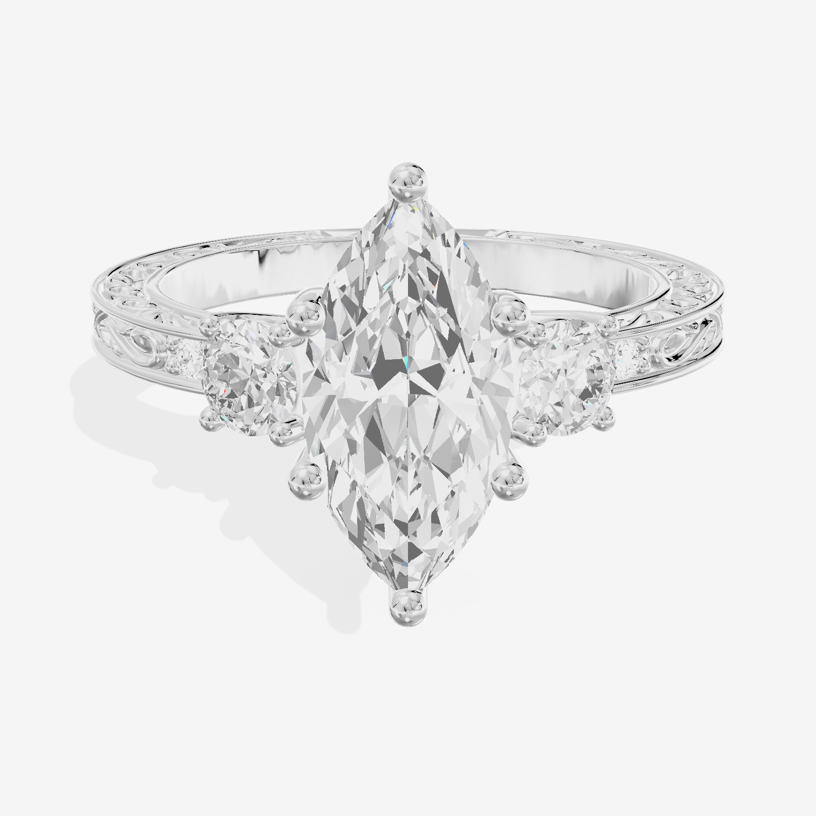 Petite Promezza Three Stone Marquise Engagement Ring (2/5 ct. tw.) in 14K White Gold
