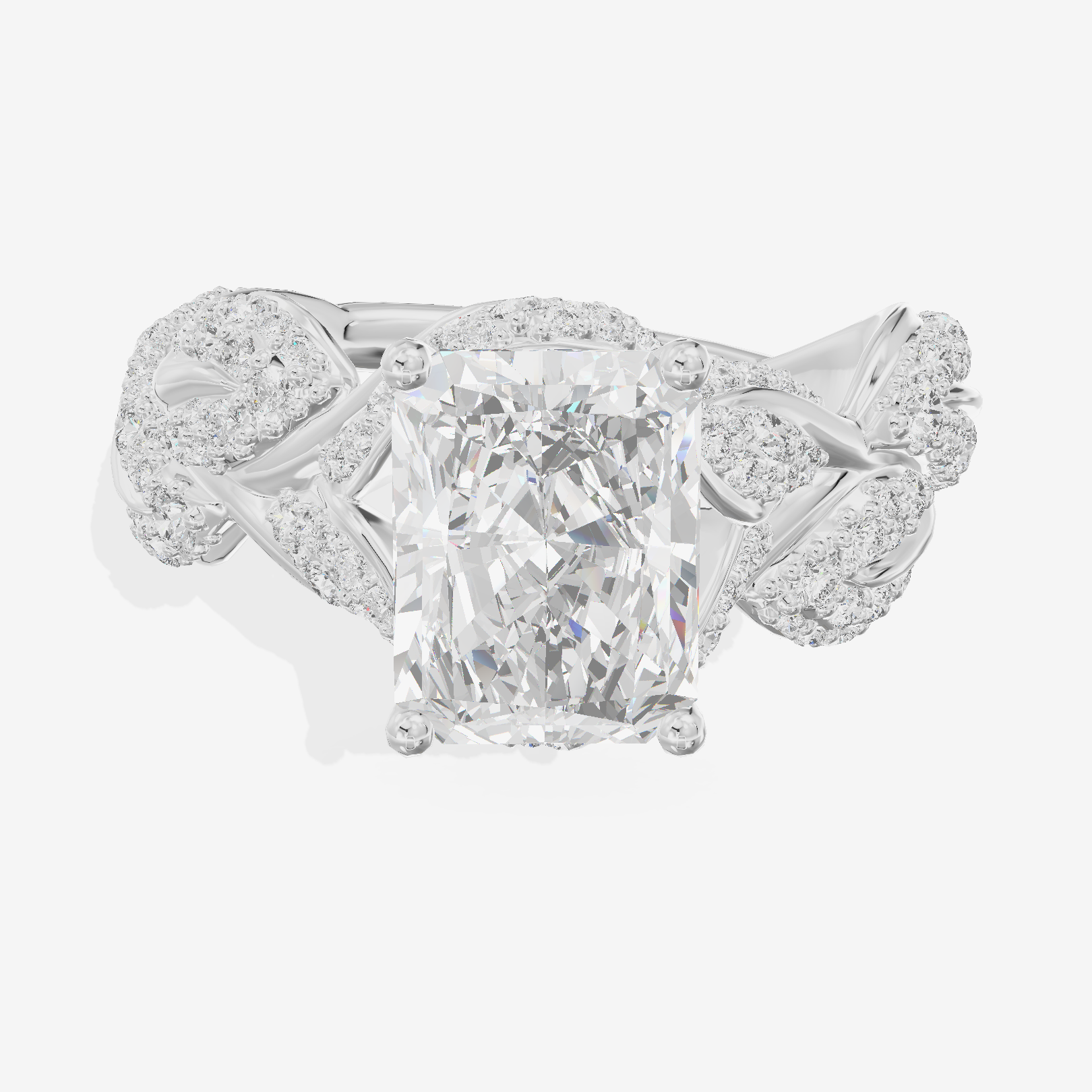 Luxe Eversince Radiant Engagement Ring with Side Stones (1/2 ct. tw.) in 14K White Gold