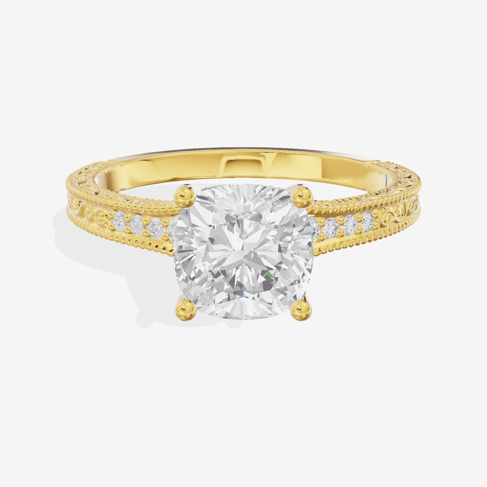 Vintage Sincere Cushion Engagement Ring (1/10 ct. tw.) in 18K Yellow Gold