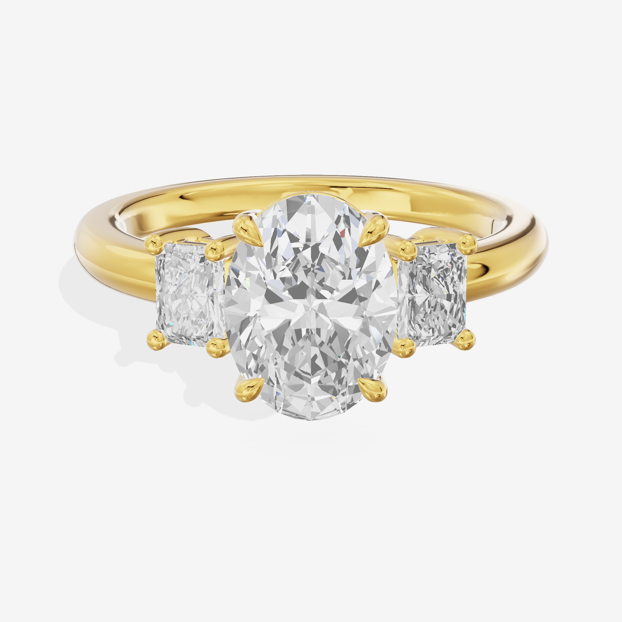 Grand Coeurine Three Stone Oval Engagement Ring (3/8 ct. tw.) in 18K Yellow Gold