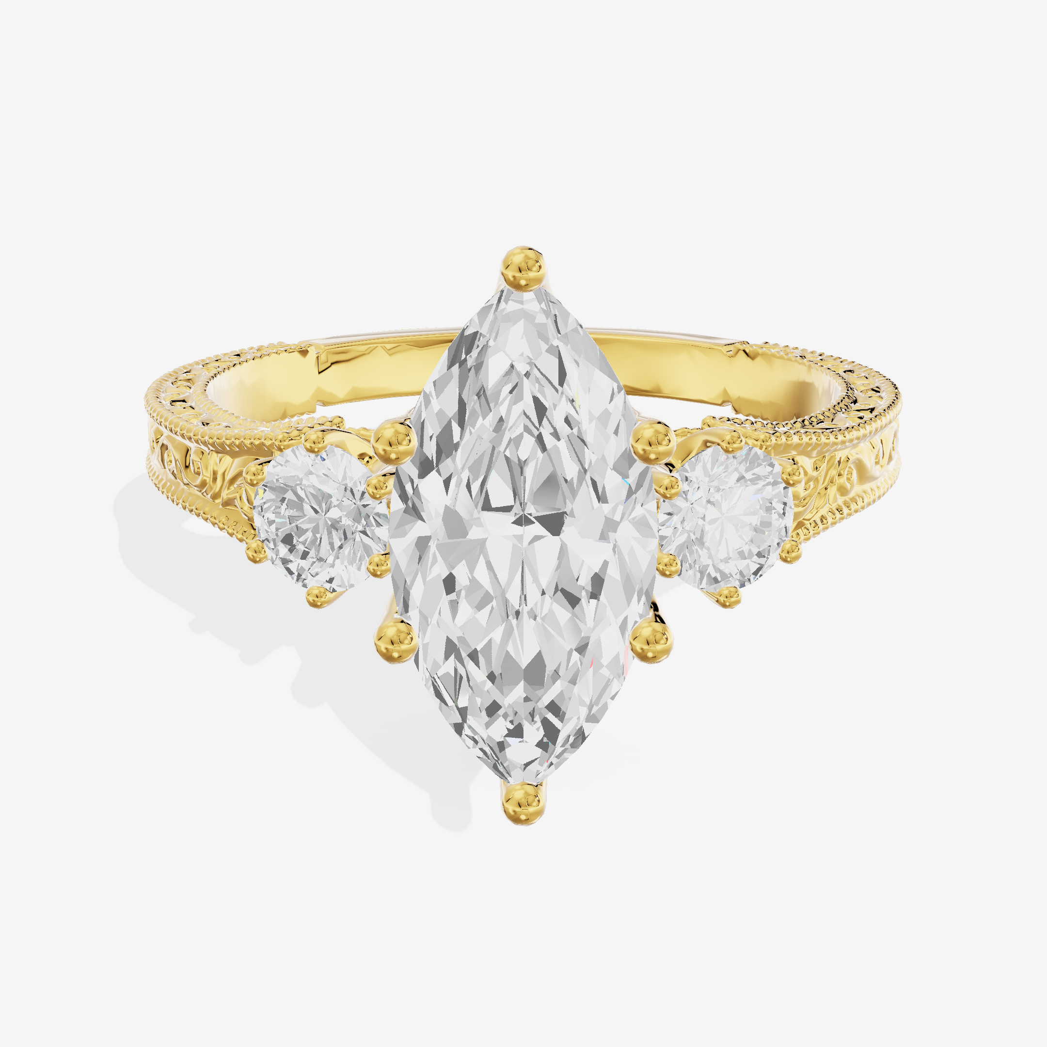 Lumera Three Stone Marquise Engagement Ring (1/3 ct. tw.) in 18K Yellow Gold