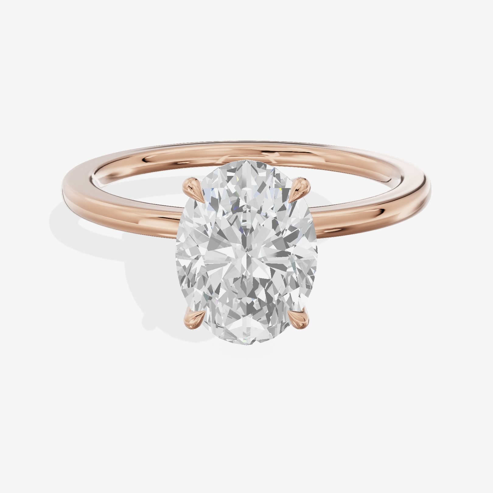 Charmae Ring 1.4mm Oval Solitaire Engagement Ring in 14K Rose Gold