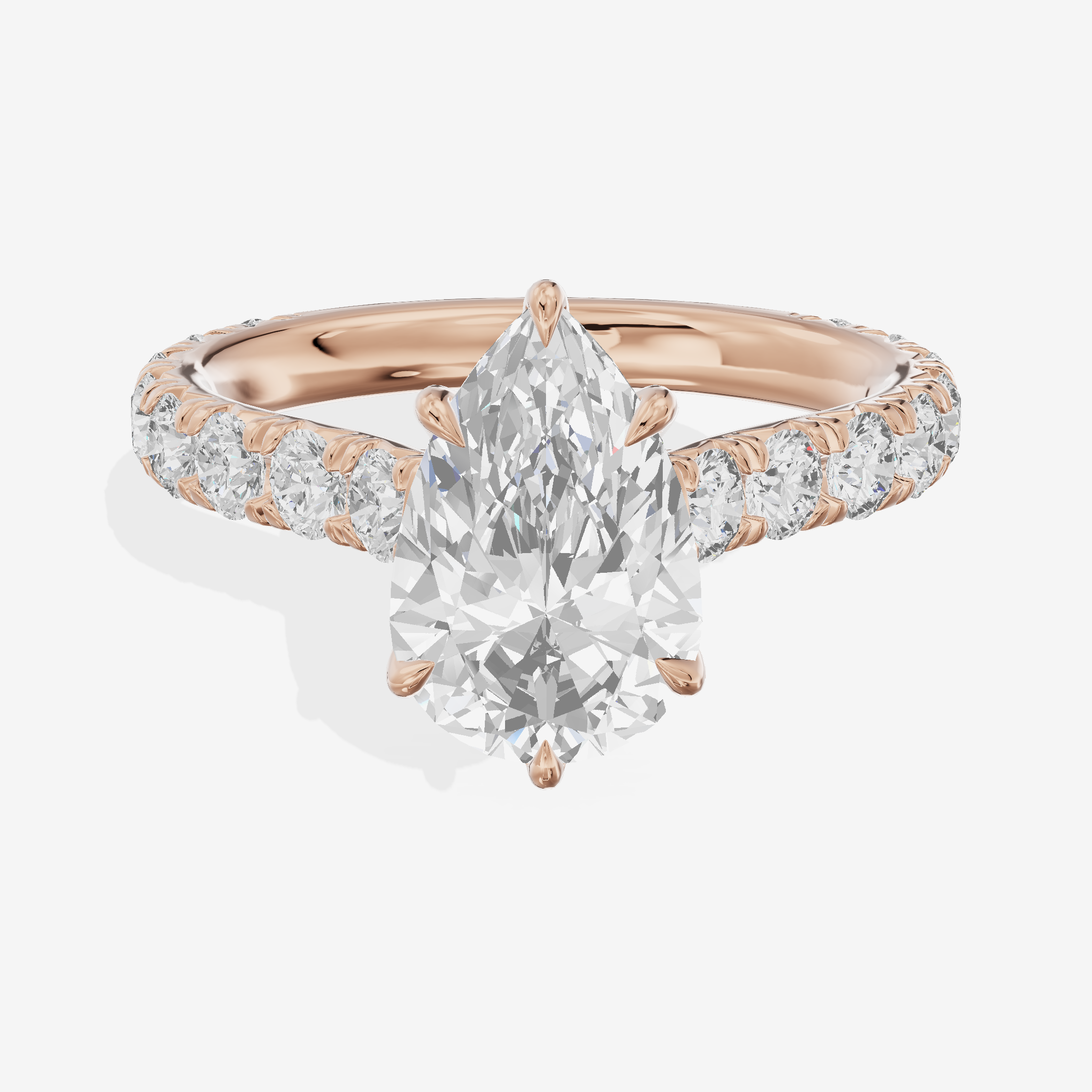 Twine Pear Engagement Ring with Side Stones (7/8 ct. tw.) in 14K Rose Gold