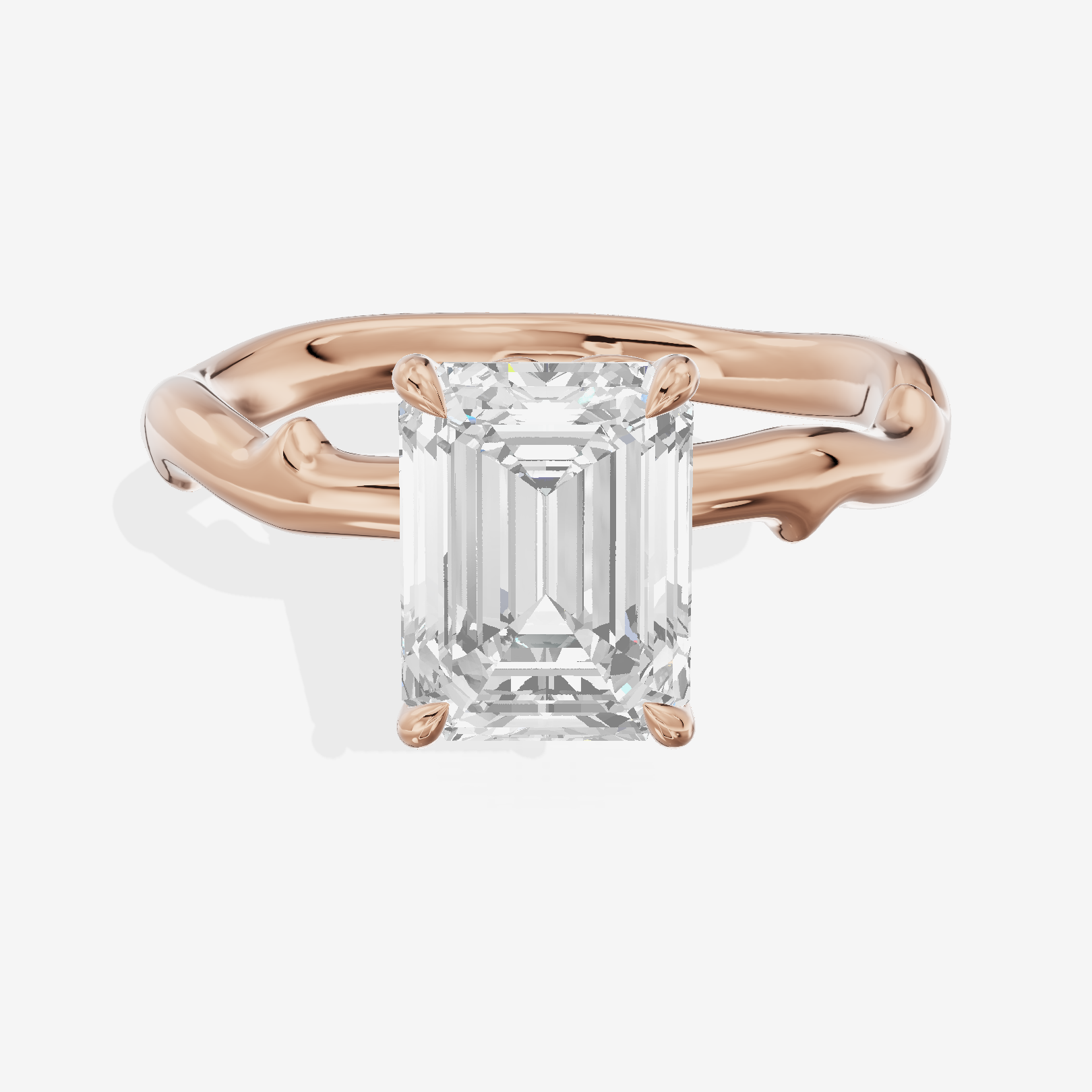 Vowsae Cathedral 2.2mm Emerald Solitaire Engagement Ring in 18K Rose Gold