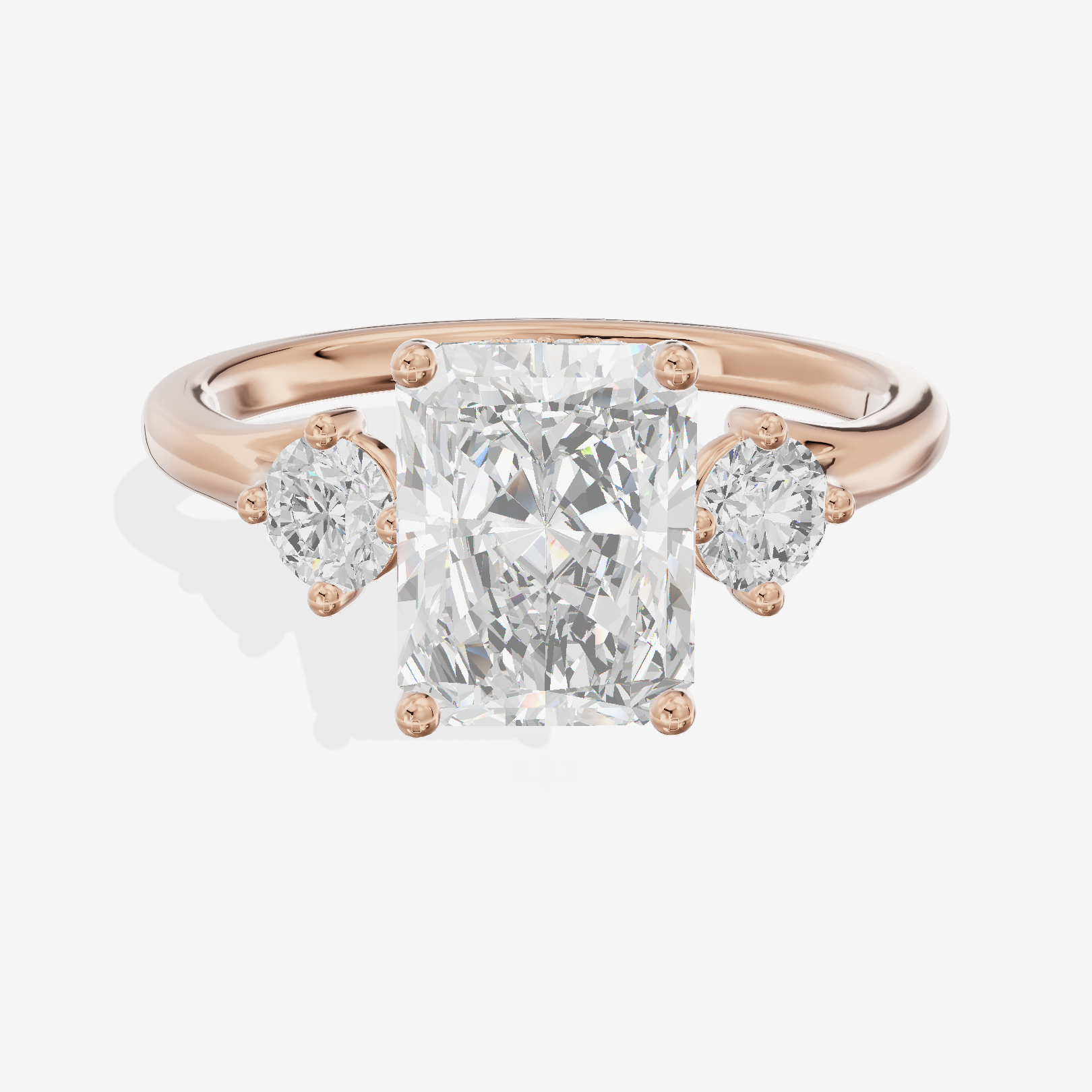 Luxe Solea Three Stone Radiant Engagement Ring (1/3 ct. tw.) in 14K Rose Gold