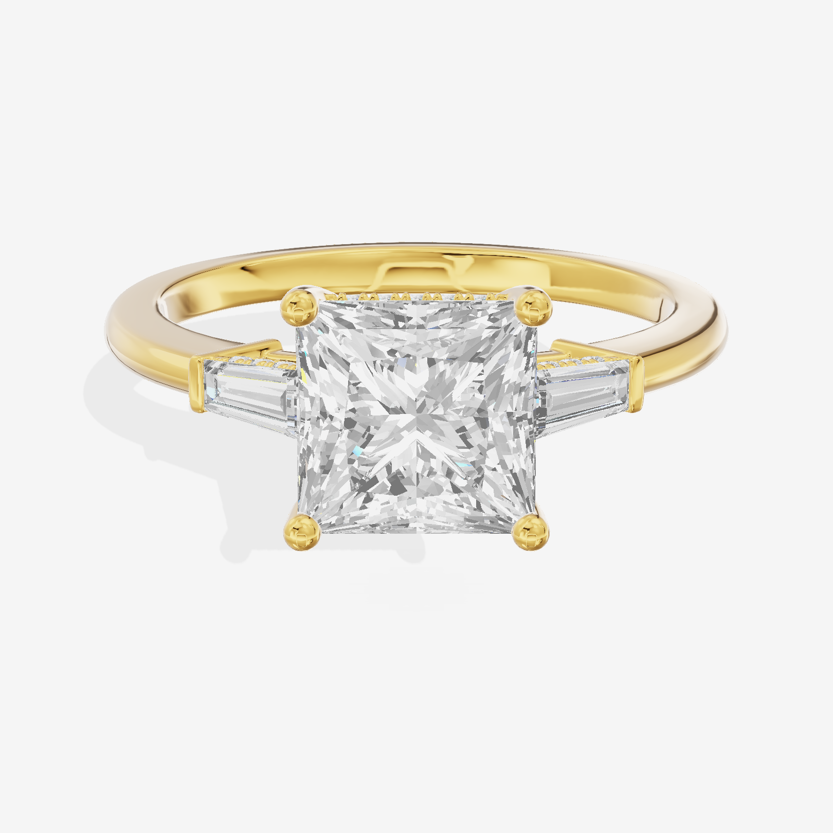 Promezza Hidden Halo Princess Engagement Ring (1/20 ct. tw.) in 18K Yellow Gold