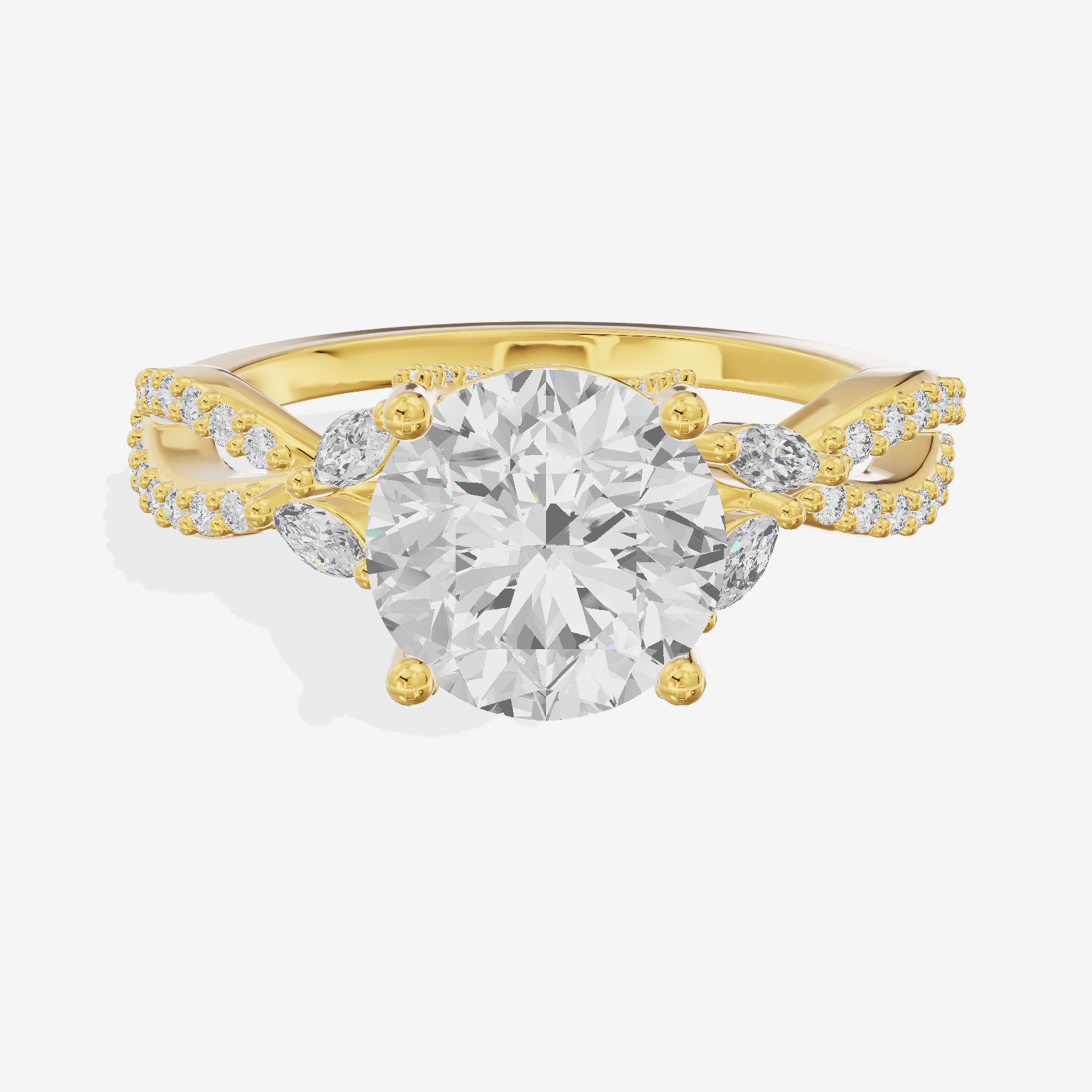Classic Aurea 2mm Round Solitaire Engagement Ring in 14K Yellow Gold