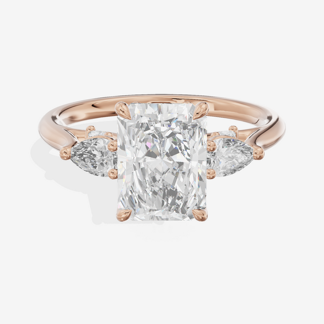 Classic Vowsae Three Stone Radiant Engagement Ring (3/5 ct. tw.) in 18K Rose Gold
