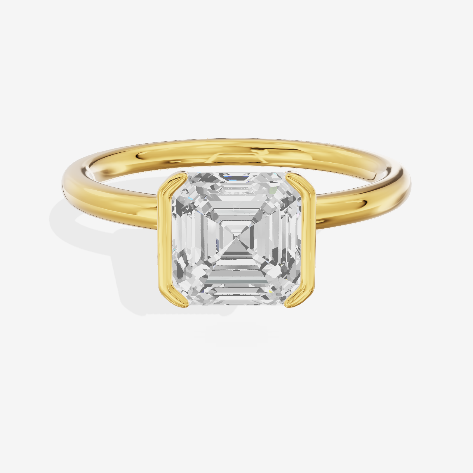 Sincere Bezel 1.8mm Asscher Solitaire Engagement Ring in 18K Yellow Gold