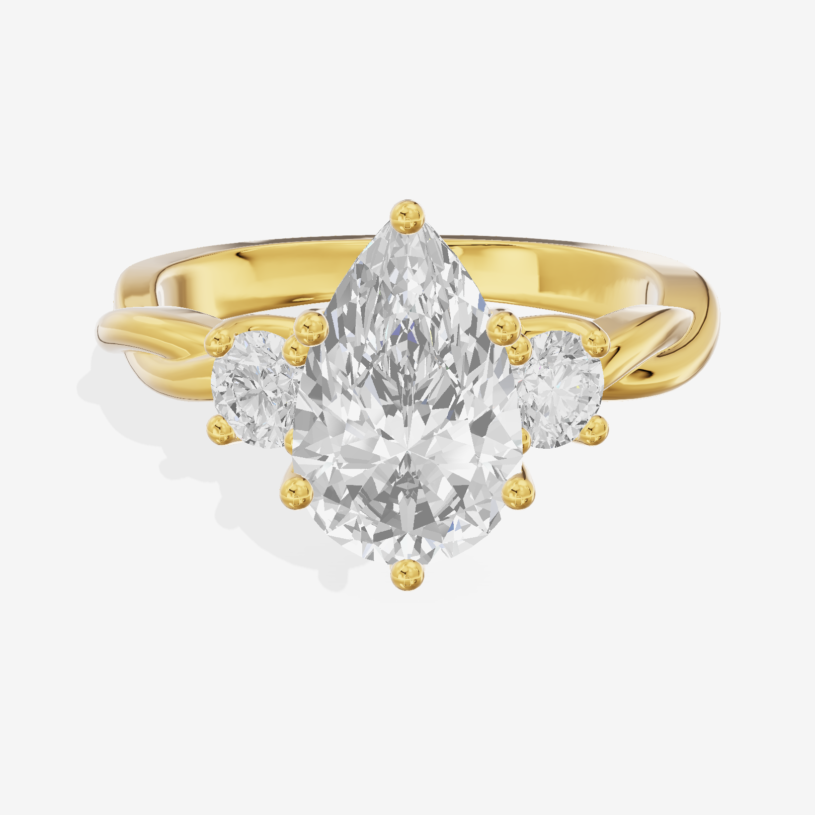 Twined Triade Pear Three Stone Engagement Ring (1/4 ct. tw.) in 18K Yellow Gold