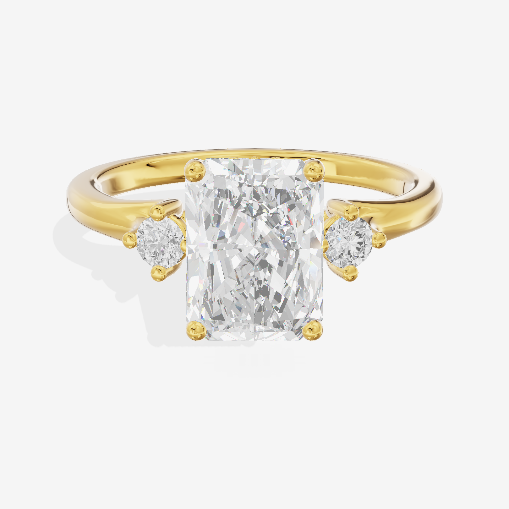 Sincere Three Stone Radiant Engagement Ring (1/6 ct. tw.) in 14K Yellow Gold