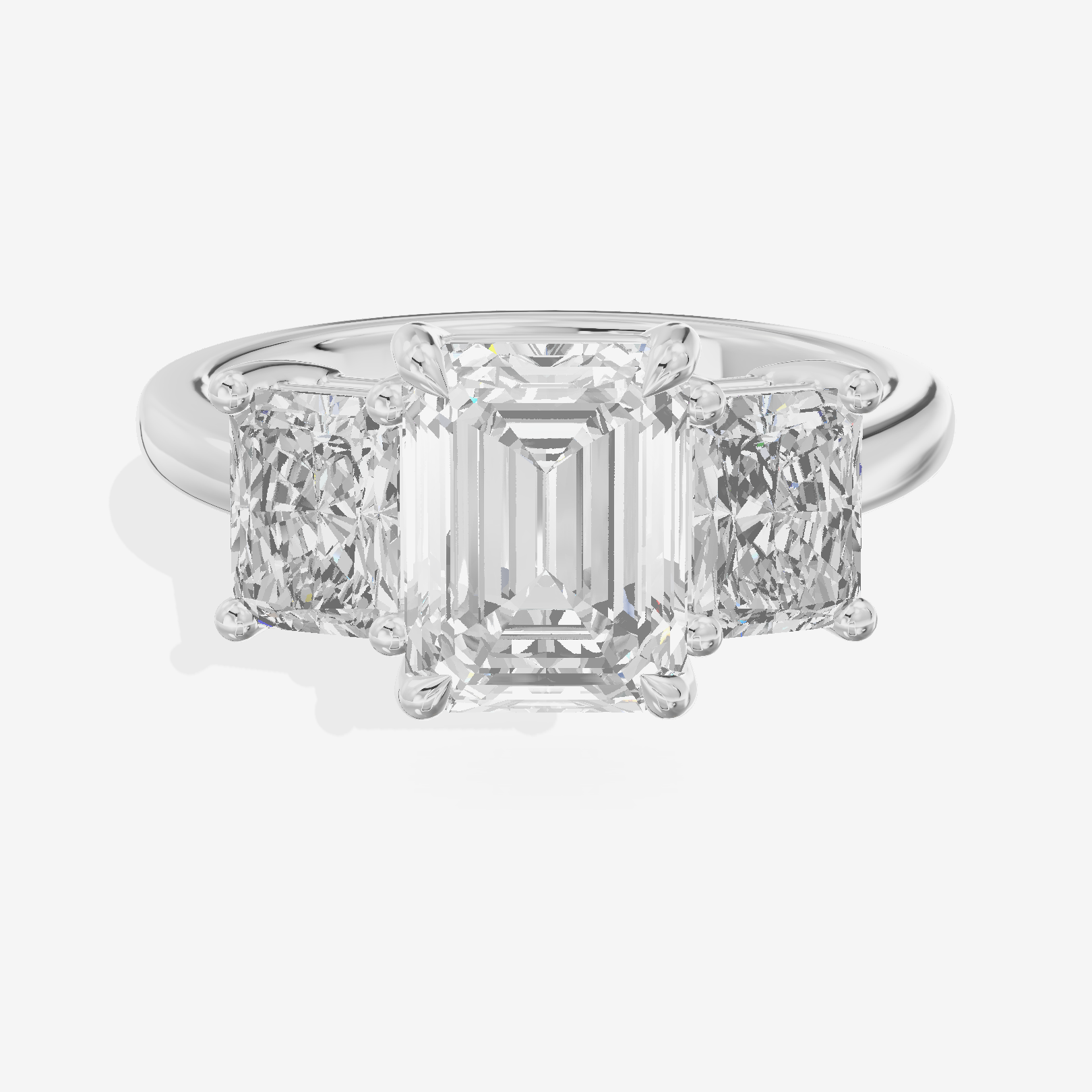 Luxe Aimora Three Stone Emerald Engagement Ring (3/4 ct. tw.) in 14K White Gold