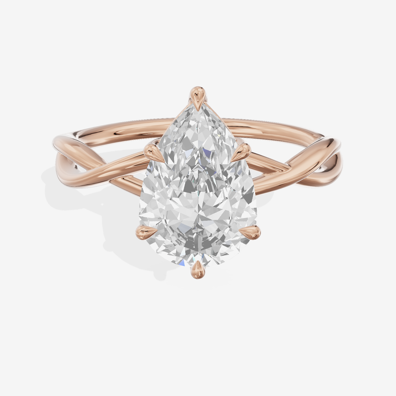 Twined Sincere Pear Twisted Engagement Ring in 18K Rose Gold
