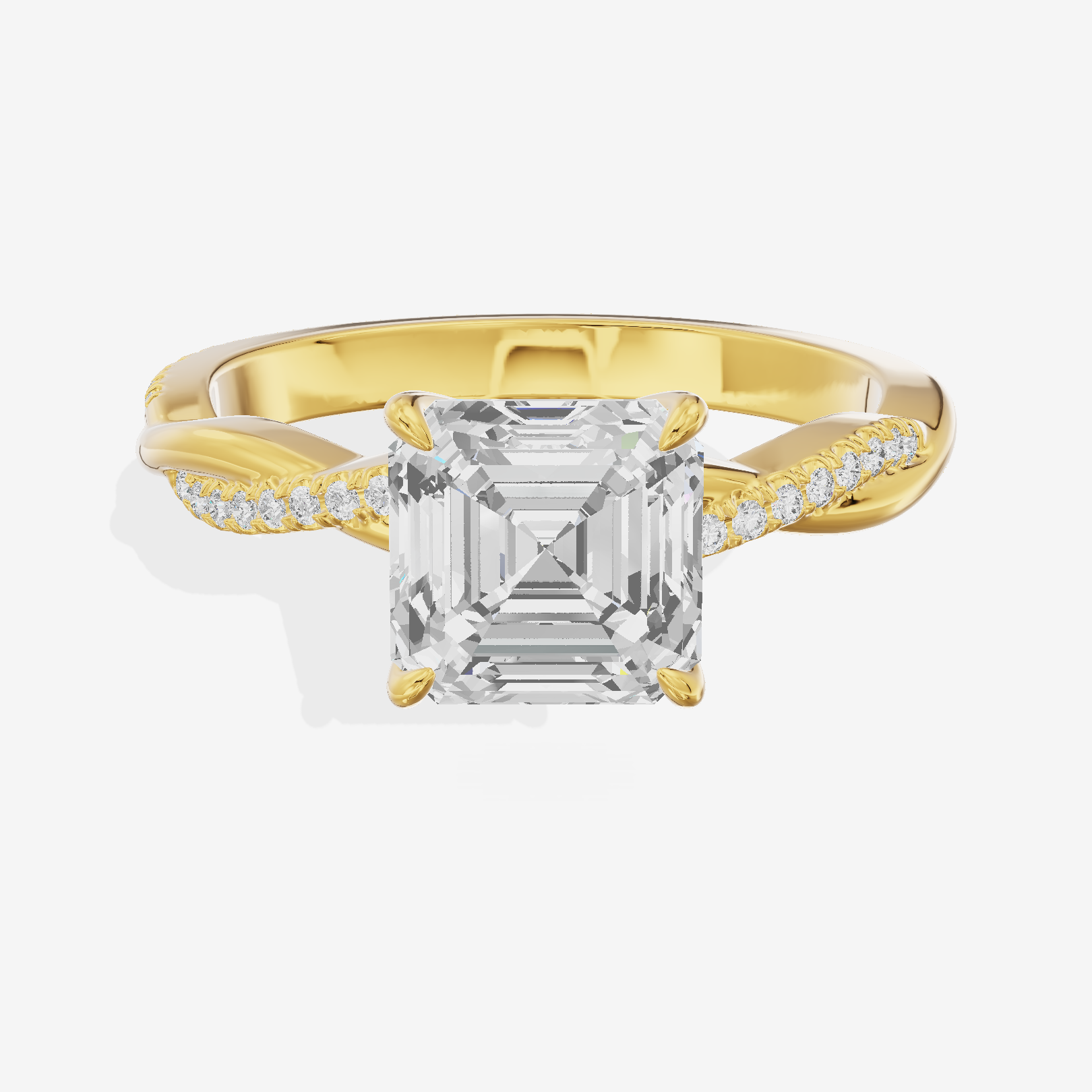 Petite Lumera Asscher Pavé Engagement Ring (1/8 ct. tw.) in 14K Yellow Gold