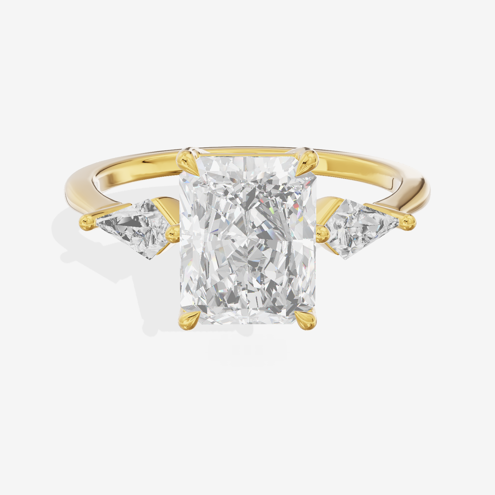 Luxe Maia Three Stone Radiant Engagement Ring (1/3 ct. tw.) in 18K Yellow Gold