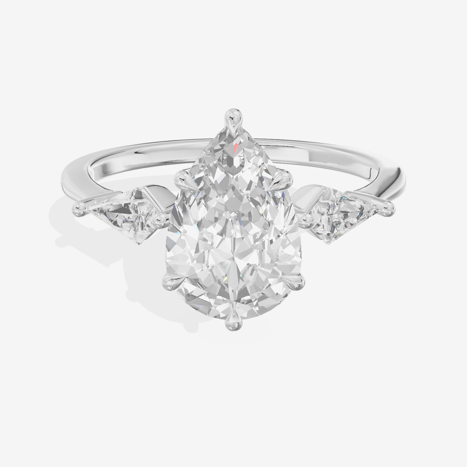 Luxe Maia Three Stone Pear Engagement Ring (1/3 ct. tw.) in 18K White Gold