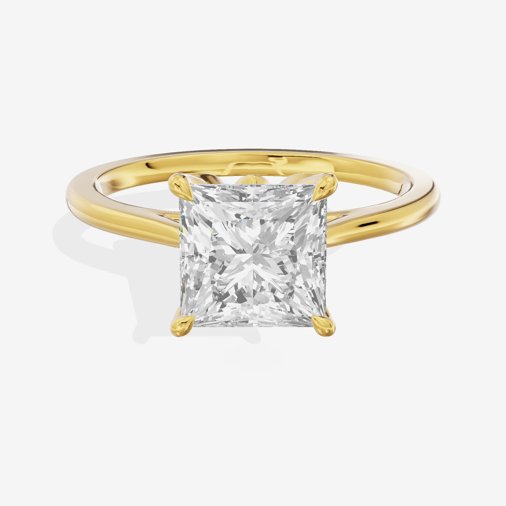 Coeurine Cathedral 1.5mm Princess Solitaire Engagement Ring in 18K Yellow Gold