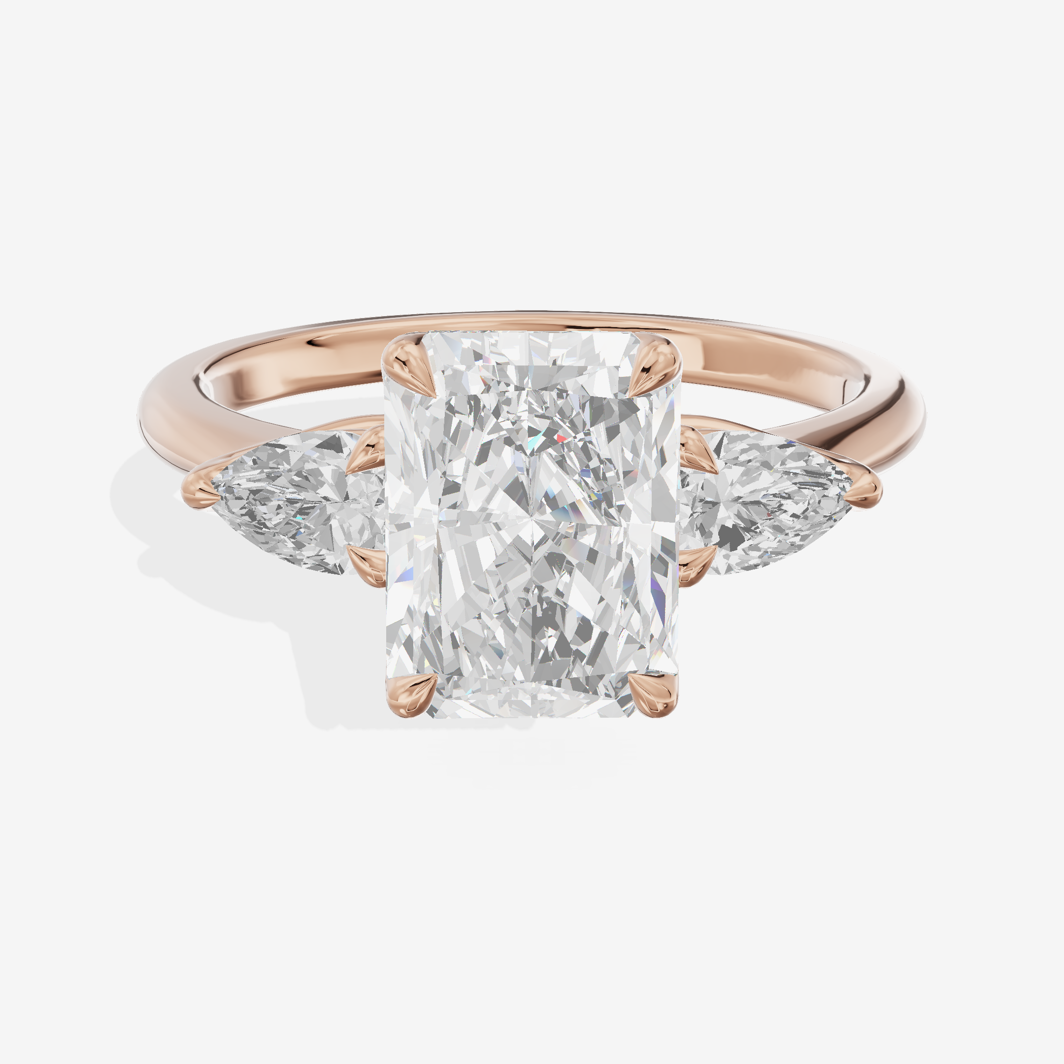 Belovae Radiant Three Stone Engagement Ring (2/5 ct. tw.) in 14K Rose Gold