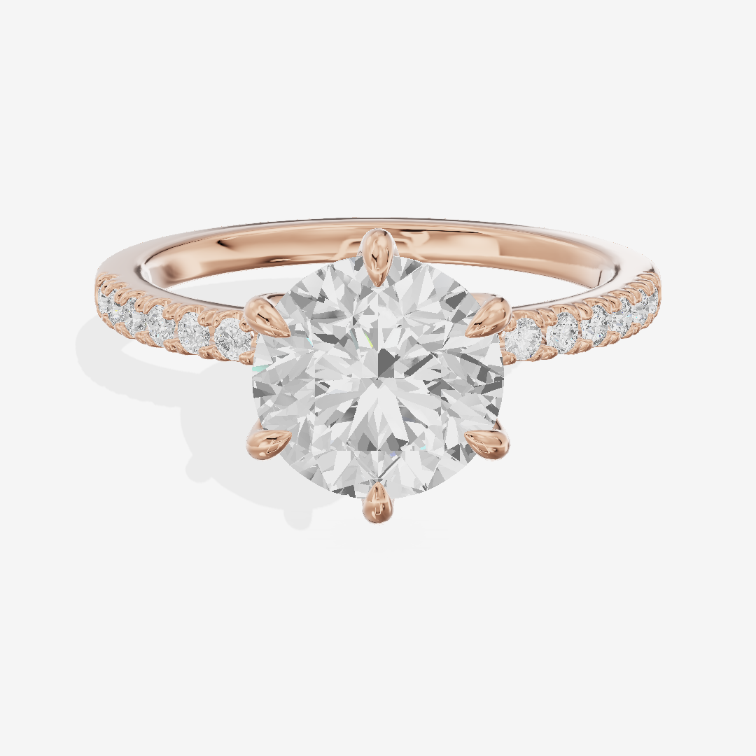 Promezza Cathedral Round Engagement Ring with Side Stones (1/6 ct. tw.) in 18K Rose Gold
