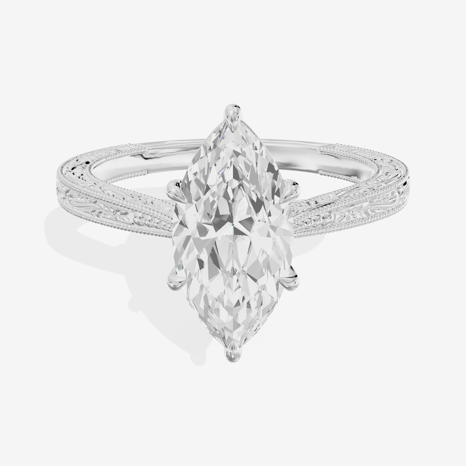 Vintage Vowsae Marquise Engagement Ring in 18K White Gold