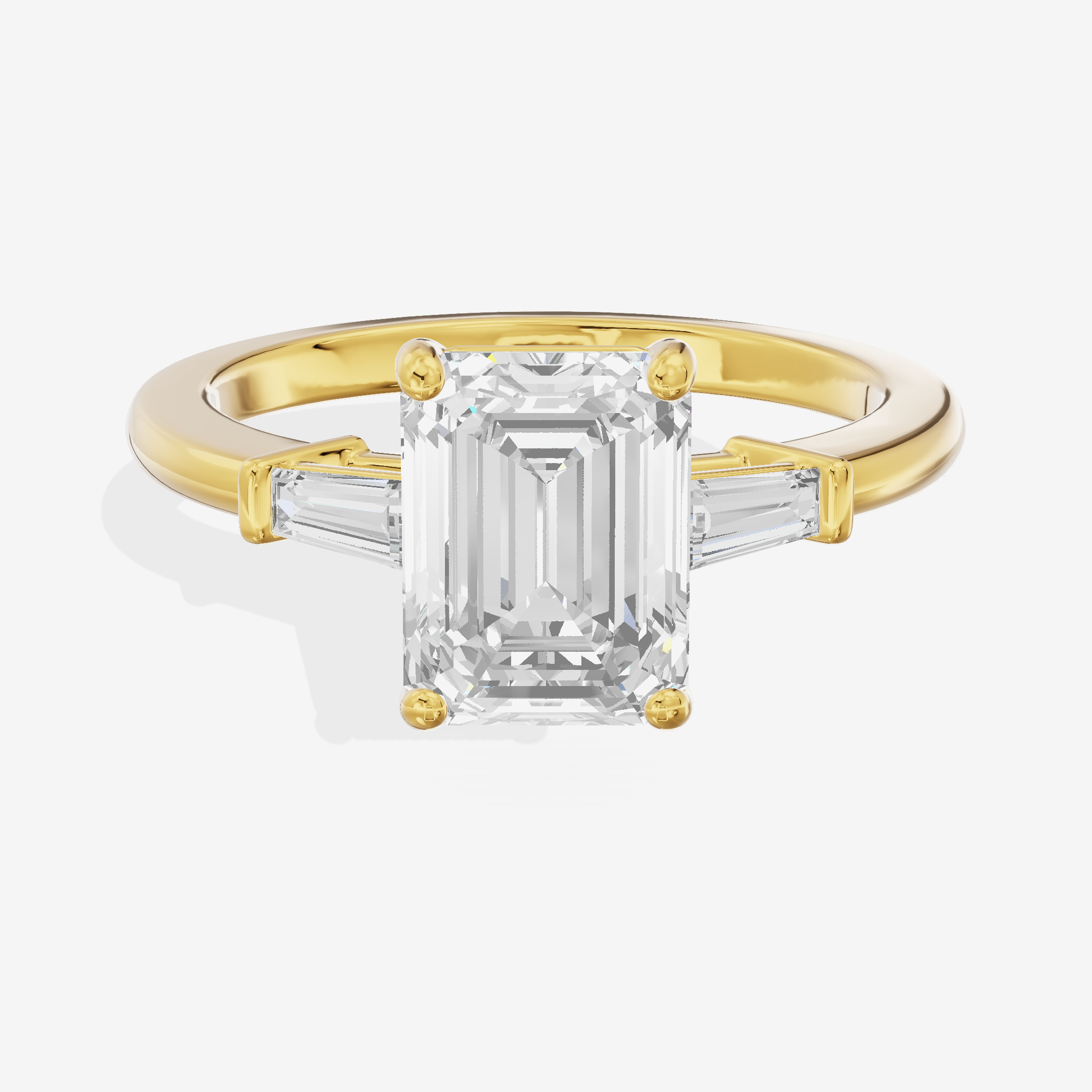 Luxe Halcyon Three Stone Emerald Engagement Ring (3/4 ct. tw.) in 14K Yellow Gold