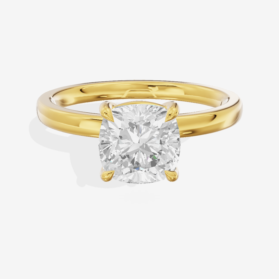 Petite Eversince 2mm Cushion Solitaire Engagement Ring in 18K Yellow Gold
