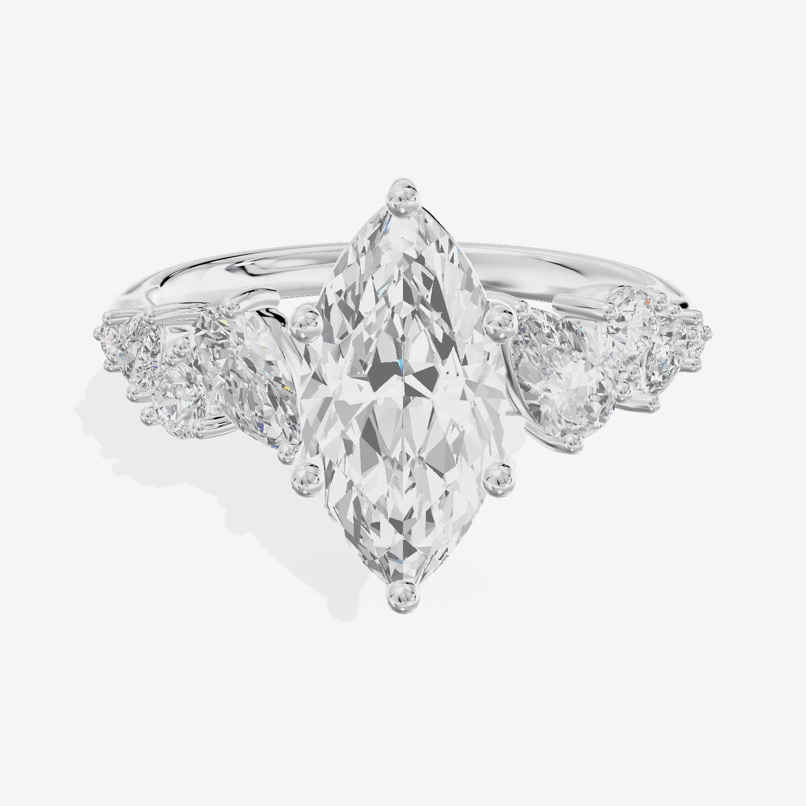 Selenia Cathedral 1.5mm Marquise Solitaire Engagement Ring in 18K White Gold