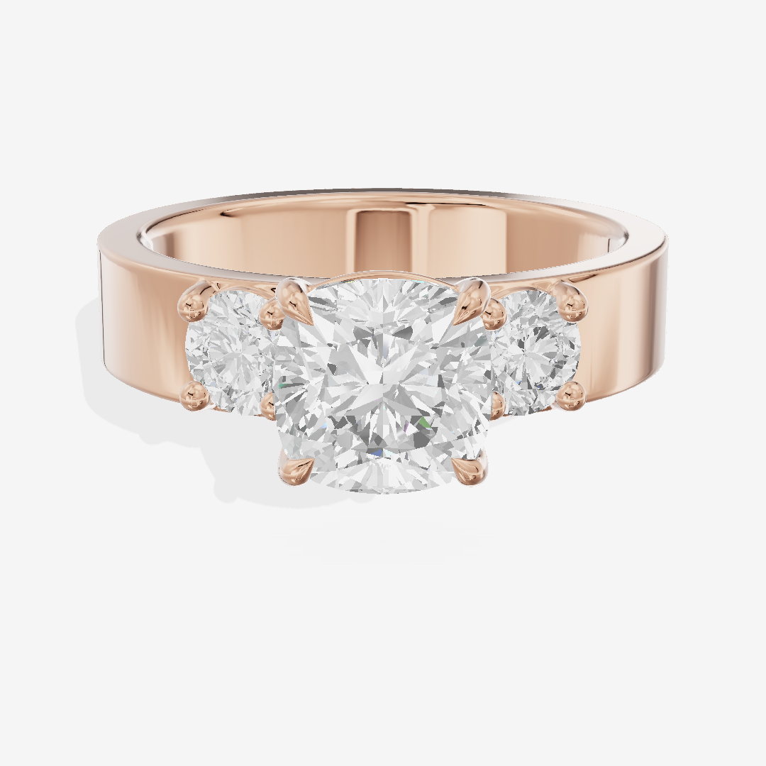 Royal Vowsae Three Stone Cushion Engagement Ring (1/2 ct. tw.) in 18K Rose Gold