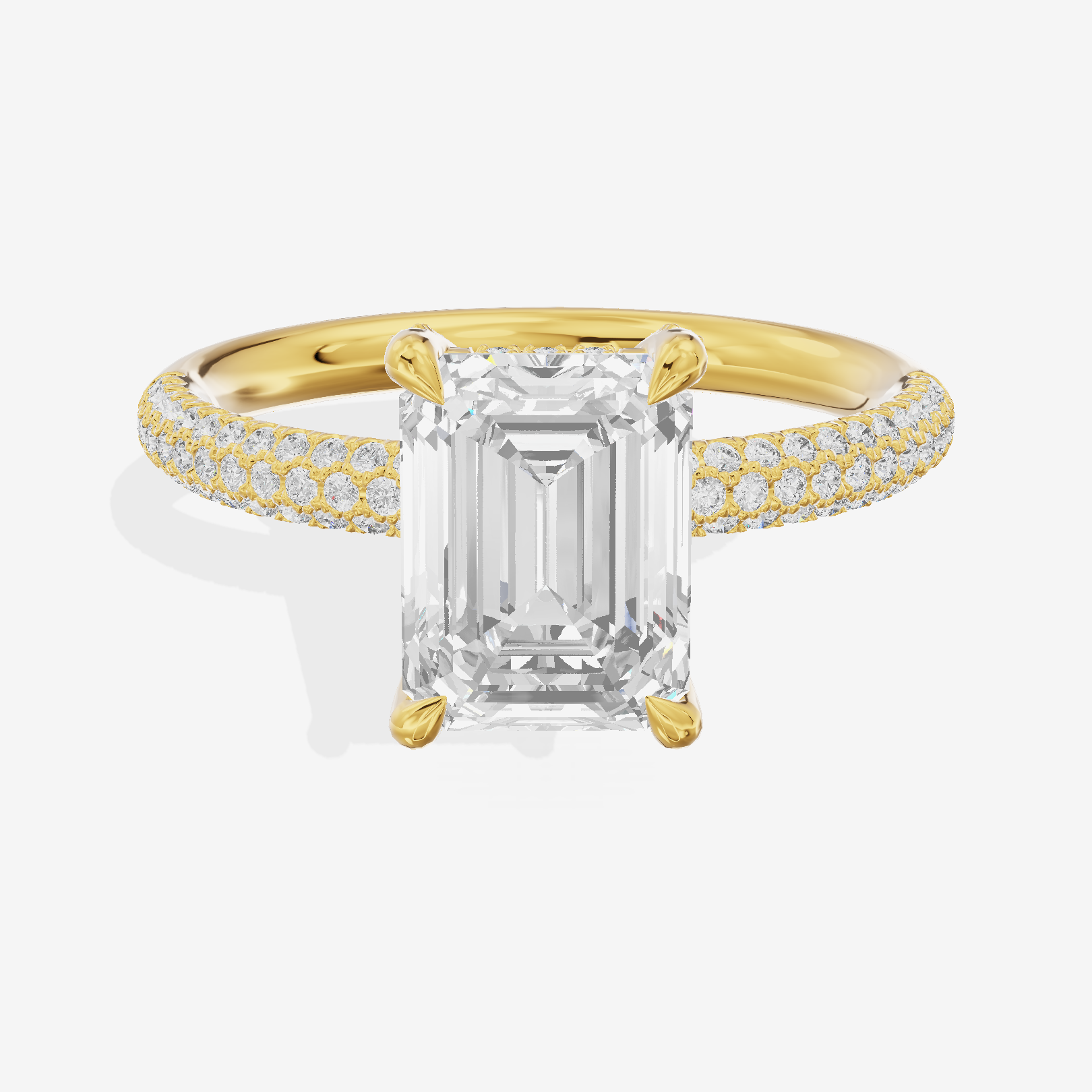 Modern Selenia Emerald Engagement Ring with Side Stones (1/6 ct. tw.) in 18K Yellow Gold
