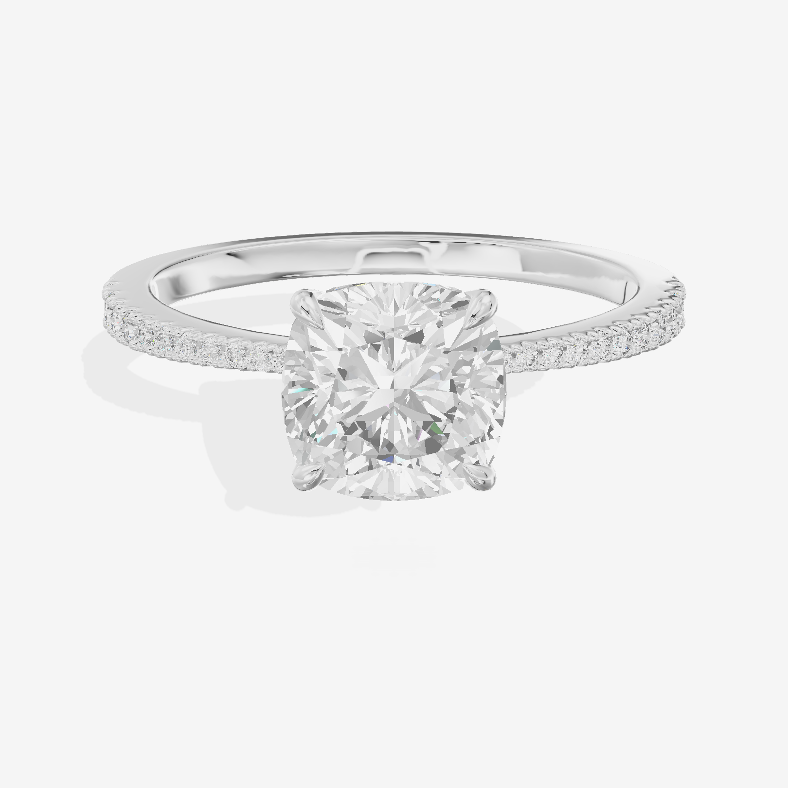 Luxe Promezza Cushion Engagement Ring with Side Stones (1/2 ct. tw.) in 14K White Gold