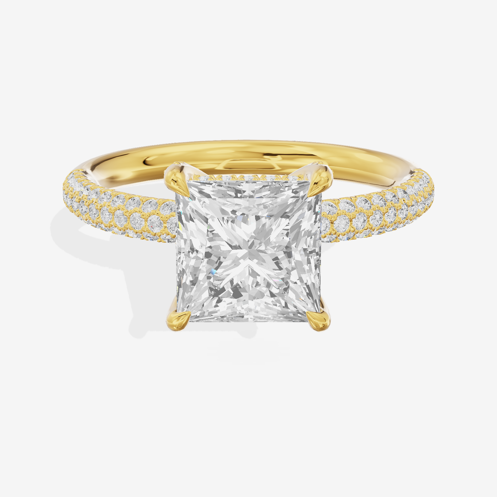 Modern Selenia Princess Engagement Ring with Side Stones (1/6 ct. tw.) in 14K Yellow Gold