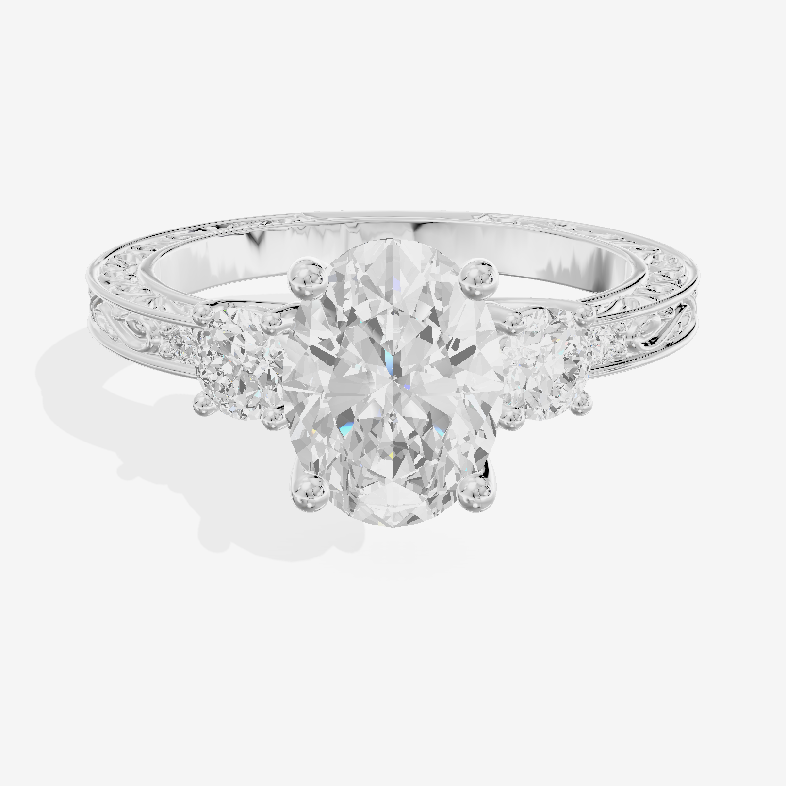 Petite Promezza Three Stone Oval Engagement Ring (2/5 ct. tw.) in 14K White Gold