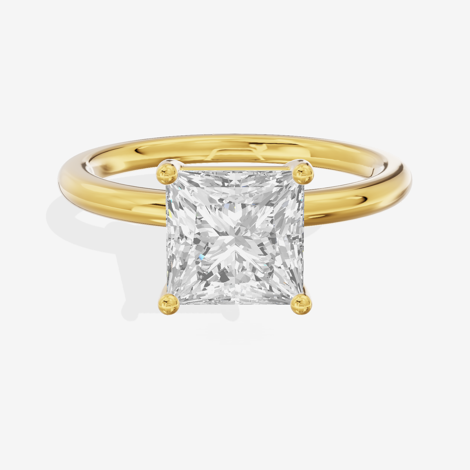 Tender 2mm Princess Solitaire Engagement Ring in 14K Yellow Gold