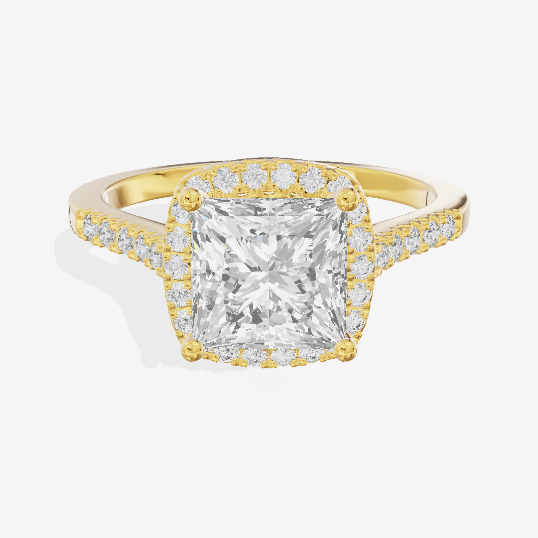 Lumera Halo Princess Engagement Ring (1/5 ct. tw.) in 18K Yellow Gold