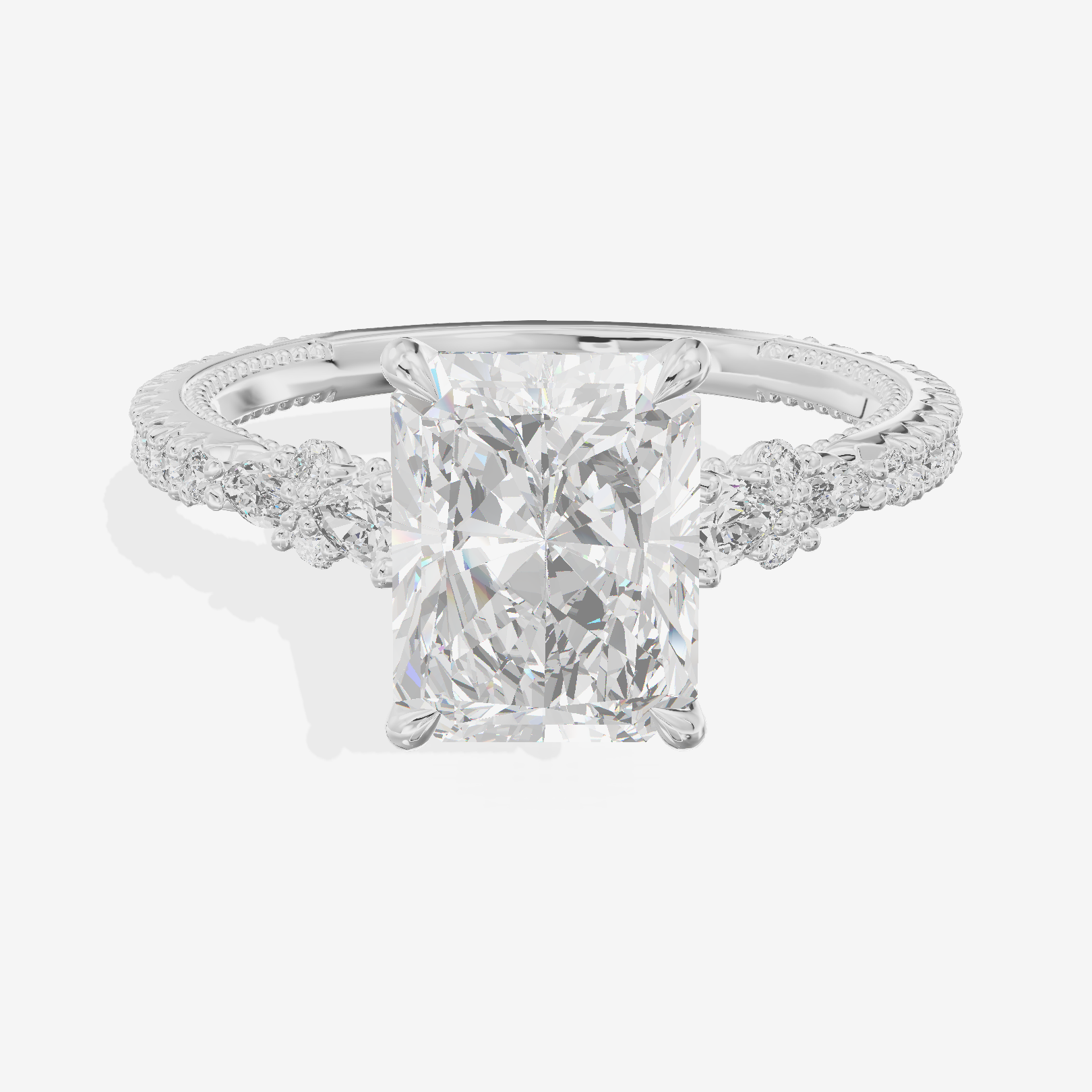 Trueheart Radiant Engagement Ring with Side Stones (2/5 ct. tw.) in 18K White Gold